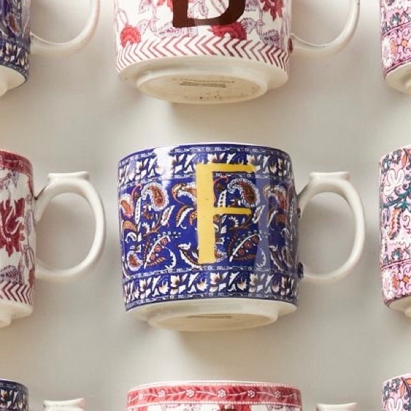 Anthropologie Blockprinted Monogram Mug - Picture 7 of 9